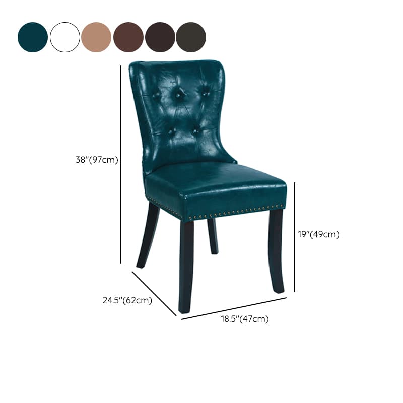 Vintage Secure Bordered Button-tufted Upholstered Side Chair with Wingbacked Chair, Nailhead Detailing and Foot Pads thumbnail 14