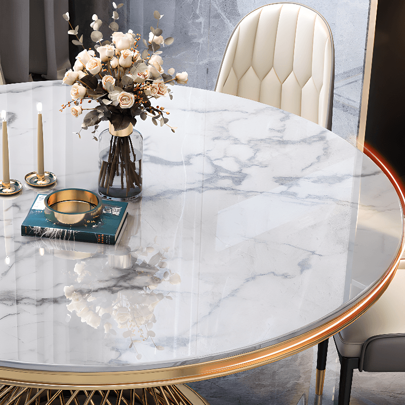 Art Deco Marble Stone Dining Table Set Available for 4, 6, or 8 People thumbnail 6
