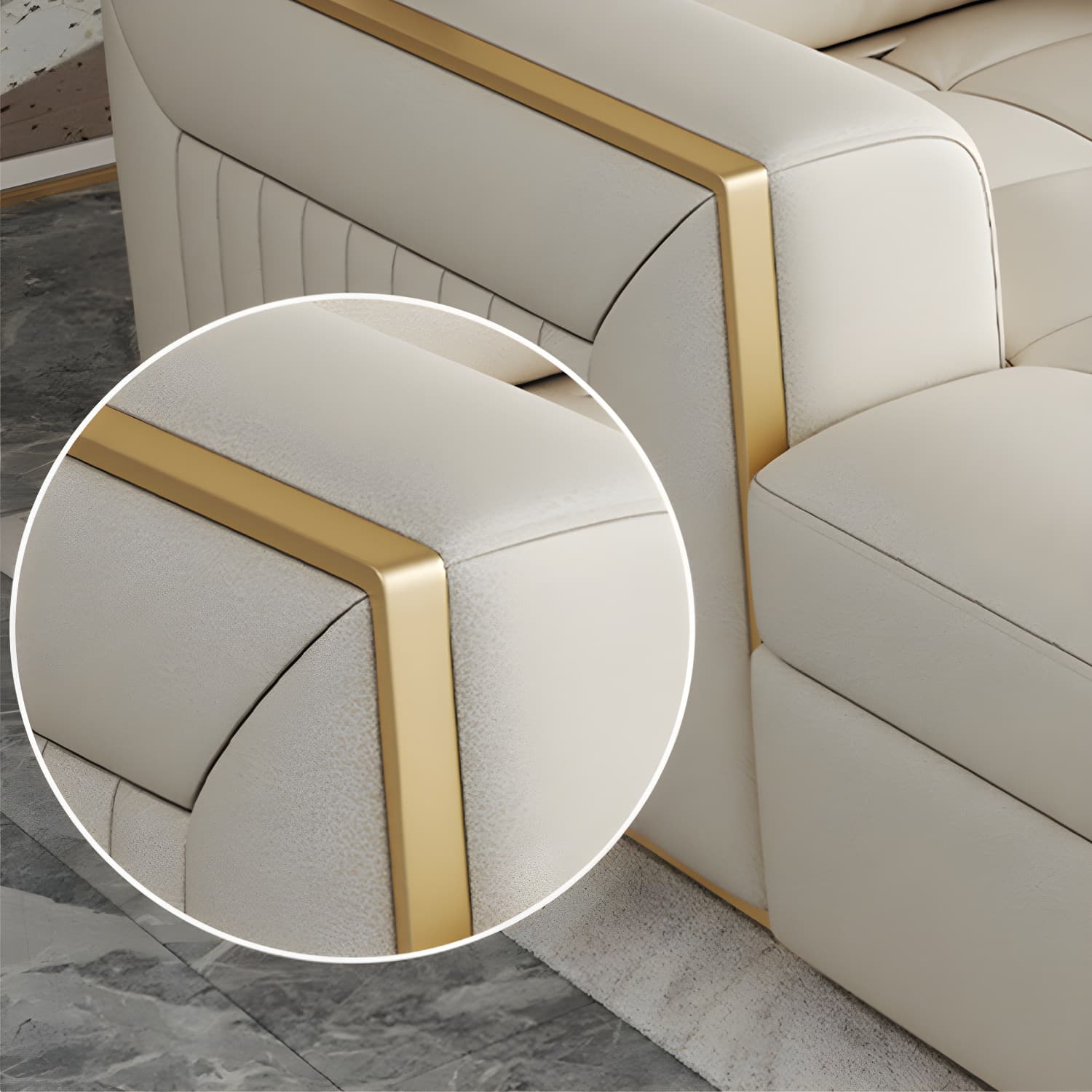 White Modern Sofa Bed with Storage USB Charging Convertible Sectional thumbnail 7
