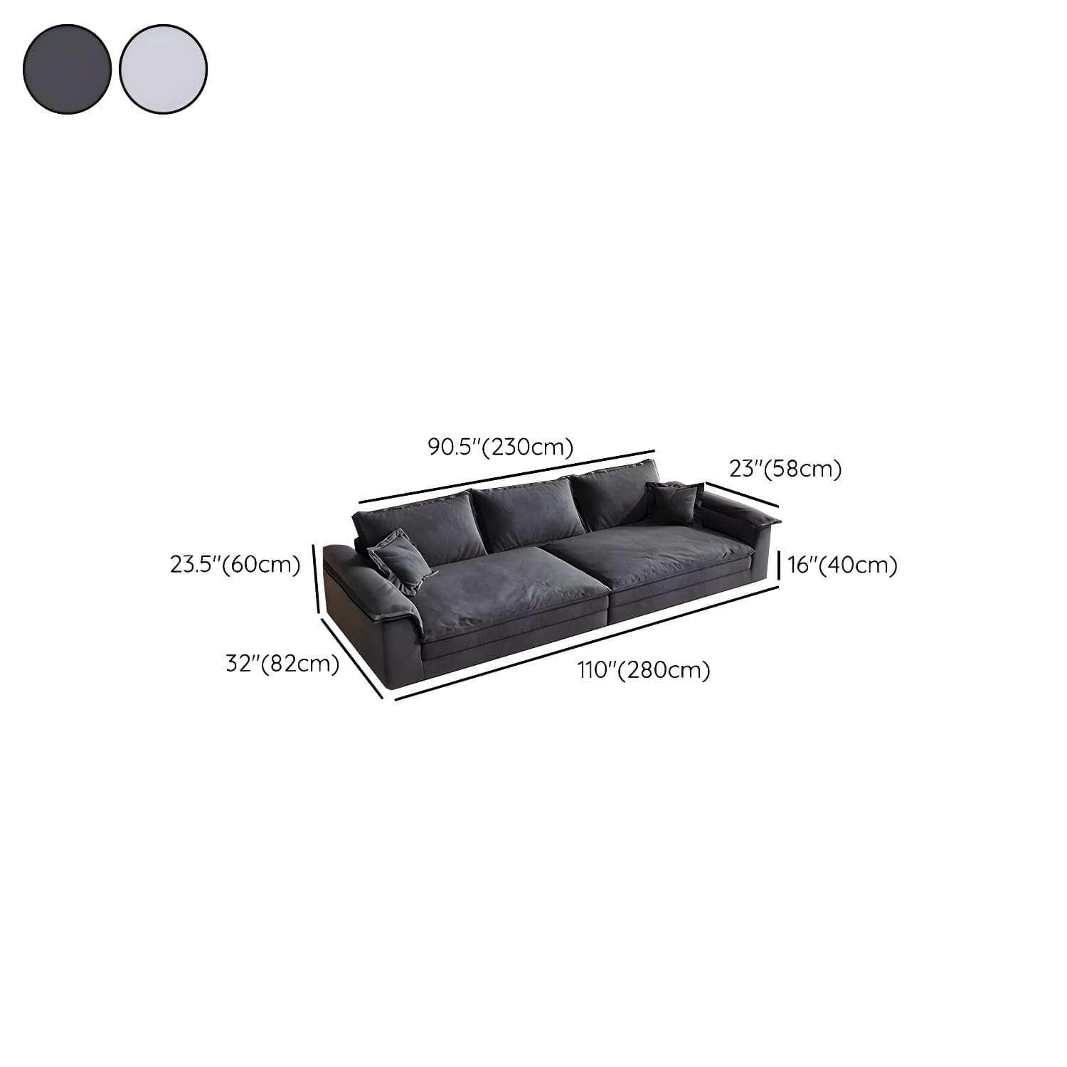 Modern Flared Arm Sofa with Water Resistant and Bolster Pillows thumbnail 13