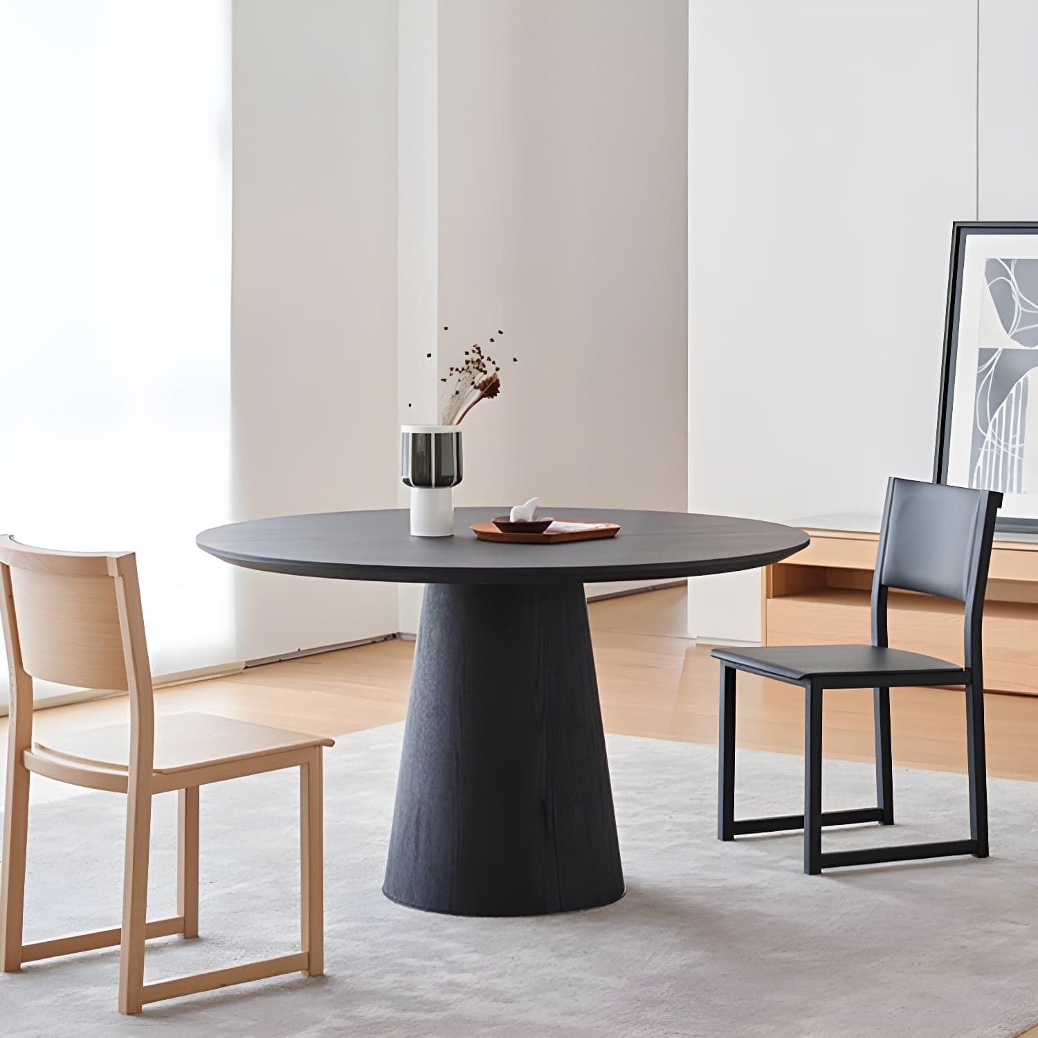 Contemporary Round Dinette Table Solid Wood Pedestal Dining Table thumbnail 1