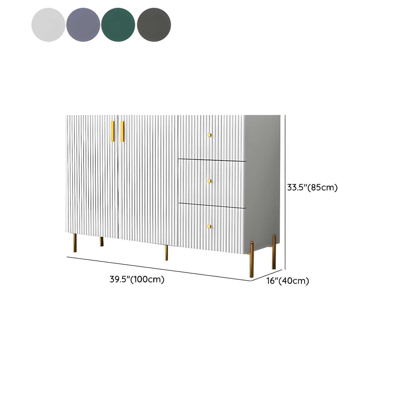 Living Room Glam Faux Wood Sideboard with Shelves and 3 Drawers thumbnail 19