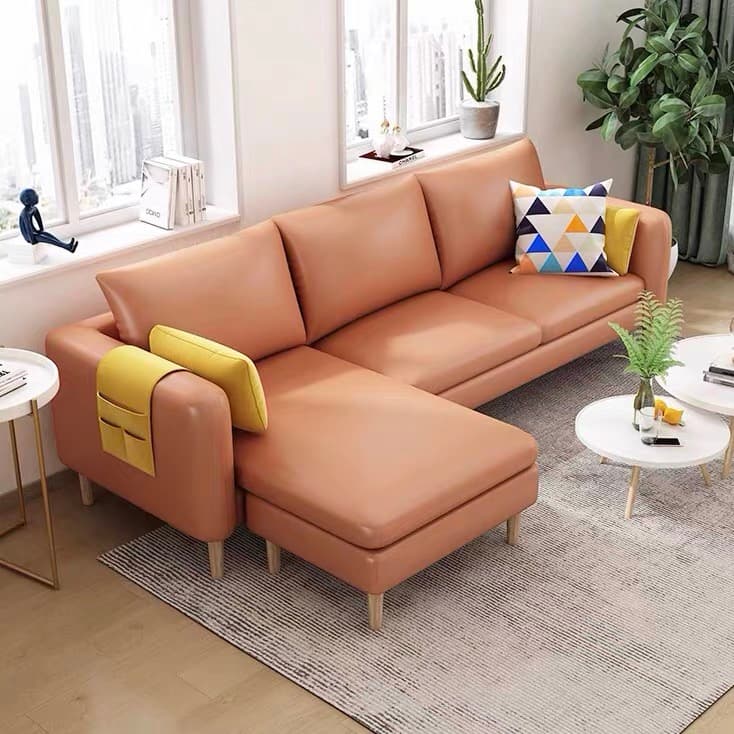 Simple L-Shape Reversible Sponge Cushioned Sofa Recliner 3 Person with Pillow Back & Square Arm thumbnail 12