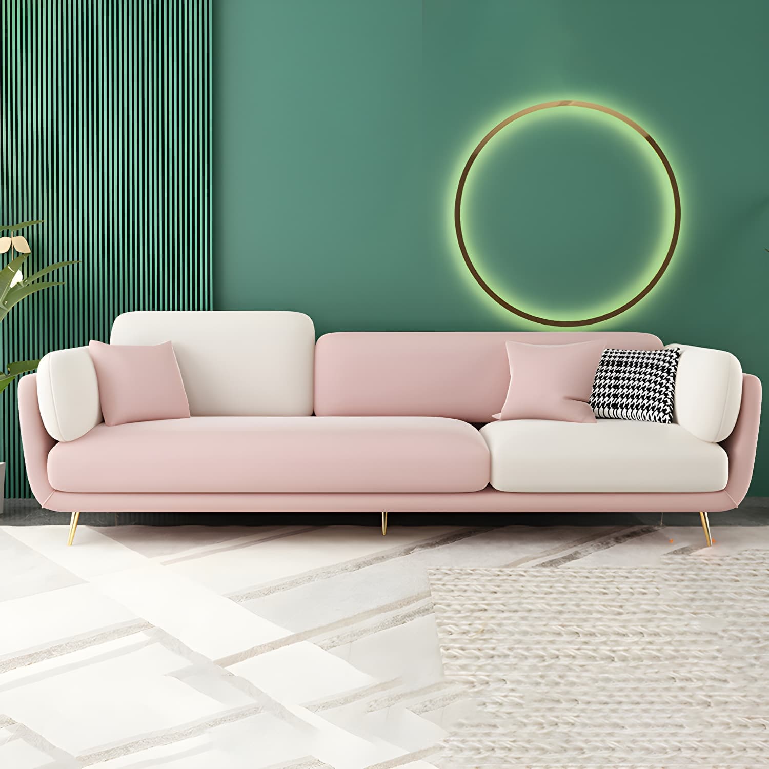 36" High Modern Velvet Square Arm Sofa with 2 Pillows Standard Sofa for Living Room thumbnail 4