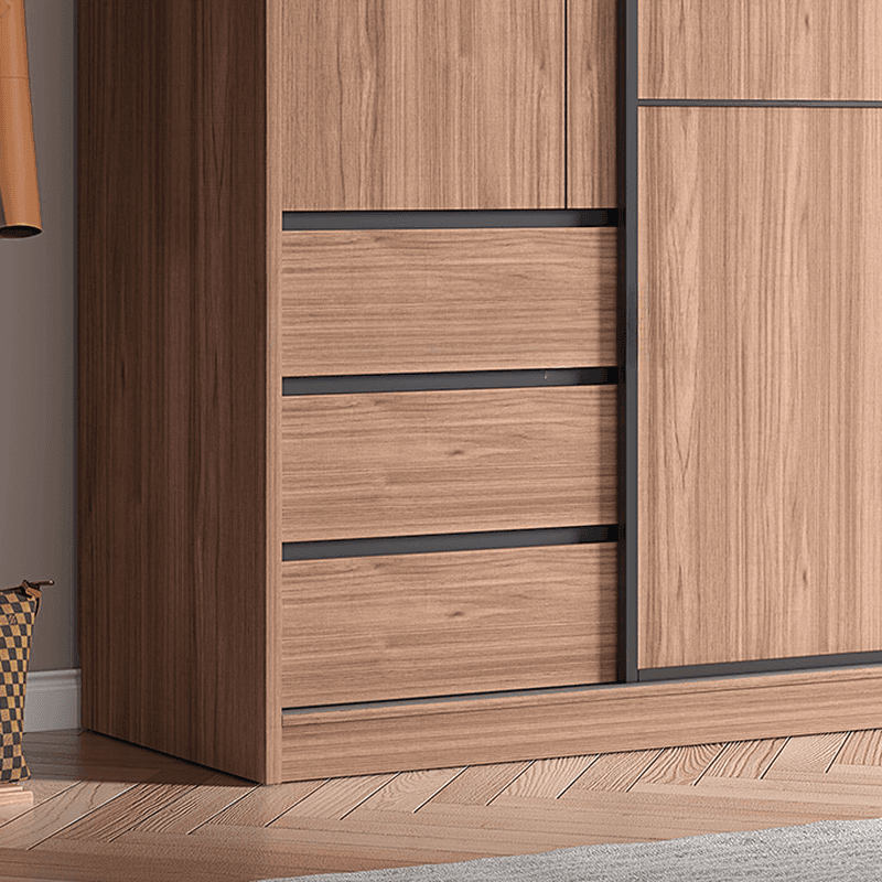 Modern Simple Style Sand Manufactured Wood Self-supporting Wardrobe with Soft Close Drawer, Interior Shelves & Soft Close Door thumbnail 6