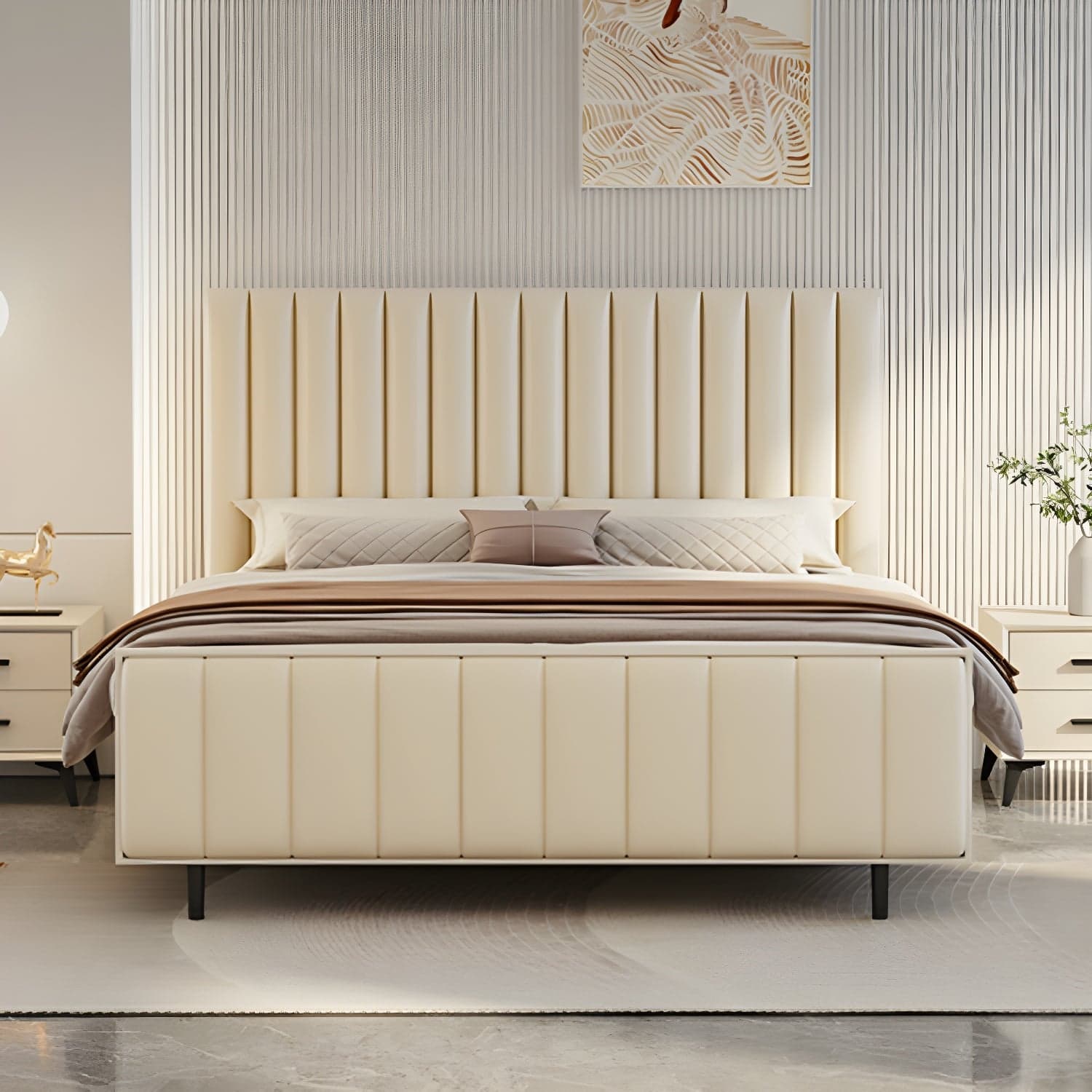 Pine Solid Wood Bed Headboard Freestanding Modern Leather Panel thumbnail 17