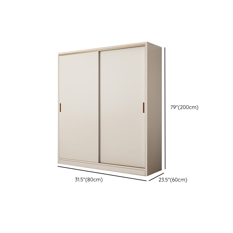 Modern White Wood Wardrobe Armoire with Sliding Doors and Soft Close Drawers thumbnail 9