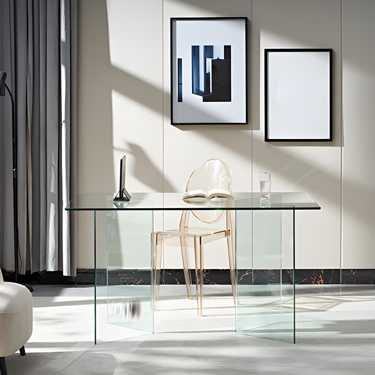 Modern Tempered Glass Dining Table Glass Base for Dining Room thumbnail 7