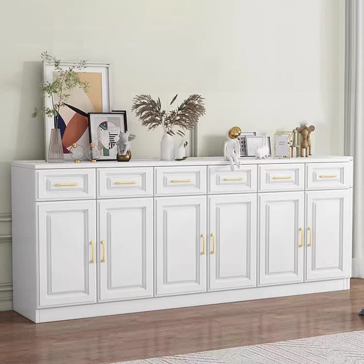 Detached Narrow/Standard Sideboard in Slab for Sitting Room with Pantry Hutch, 1 Shelf, 4 Doors/3 Doors/2 Doors and 4 Drawers/3 Drawers/2 Drawers in a Trendy Style thumbnail 4