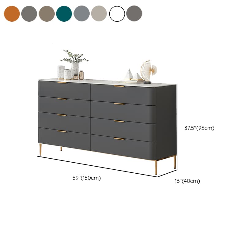 Modern Faux Leather Double Dresser with Solid Wood and Gold Accent Handles - image 16