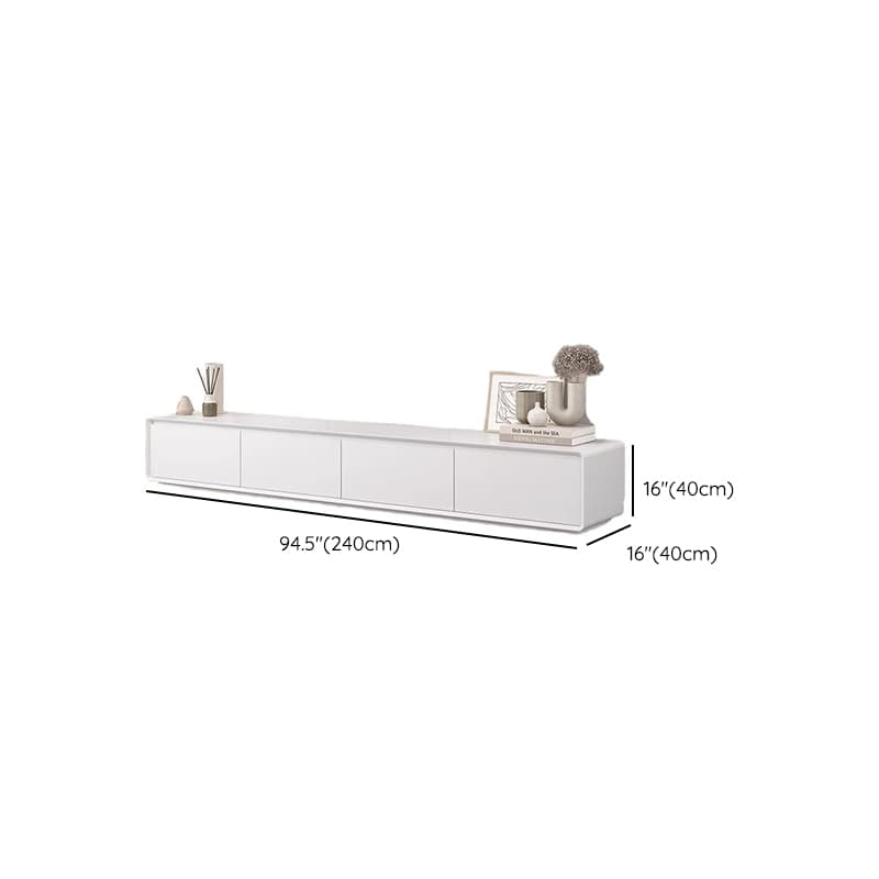 White Art Deco Wooden TV Stand with Shelf, 2 Drawers, 2 Cabinets, and Cable Management thumbnail 10