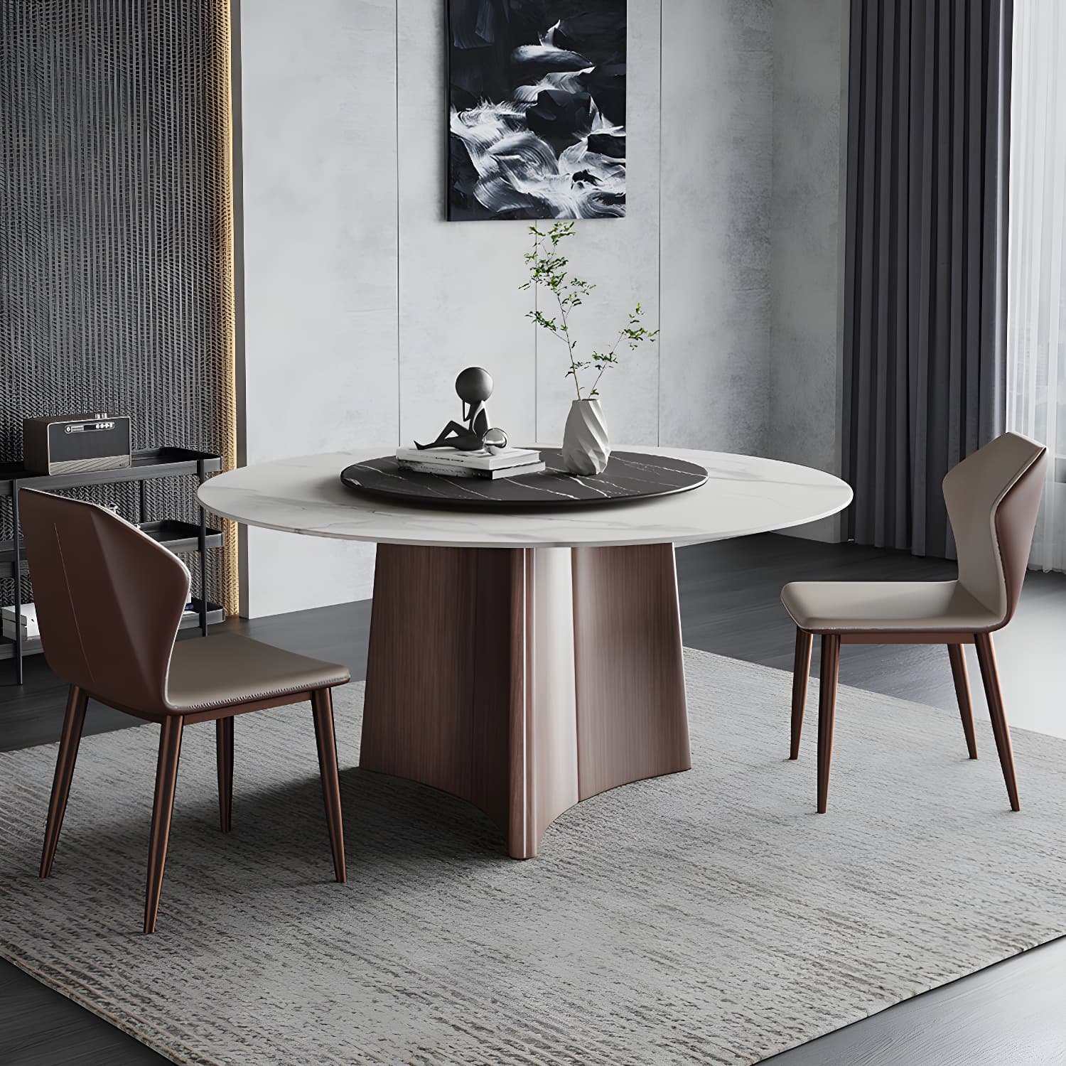 Modern Dining Table Set 1/3/4/7 Pieces with Metal Base Kitchen Furniture Set thumbnail 4