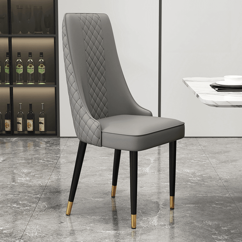Contemporary Restaurant Armless Chair with Solid Back Panel, Upholstered Metal Legs thumbnail 2