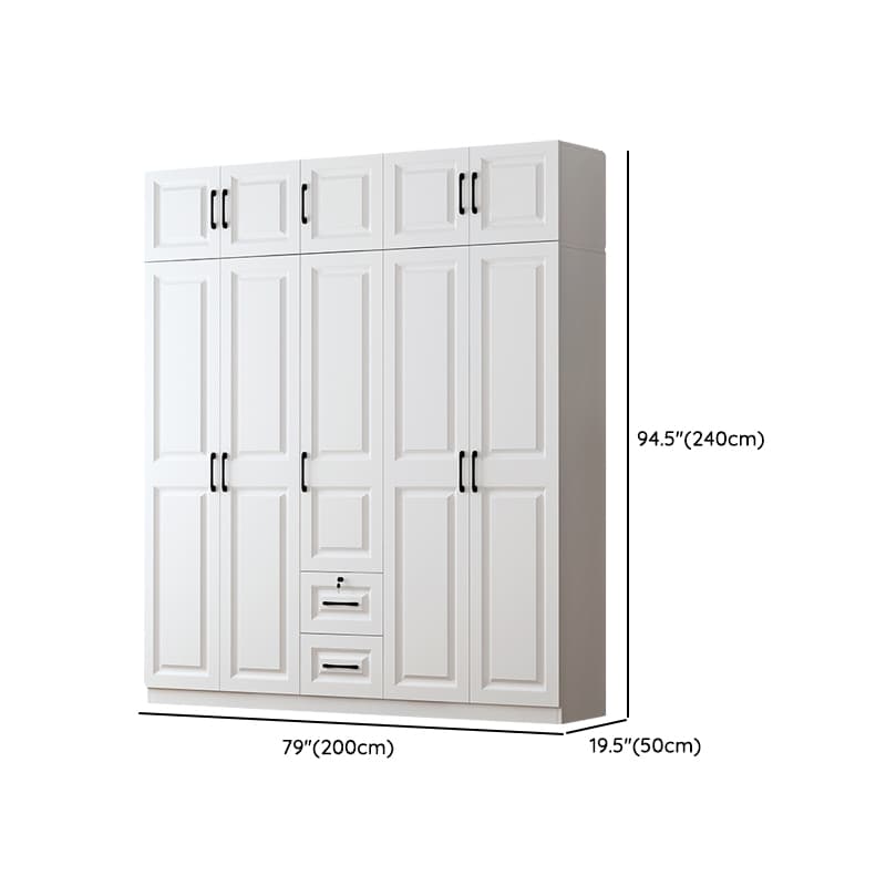 Sleek White Nordic Wooden Detached Almirah with Soft Close Drawers, Doors, and Clothing Rod thumbnail 22