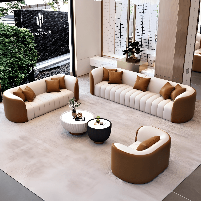 Trendy Grey/Ivory Solid Color 3-seater/for 2/1 Person Floor Sofa/Loveseat/Single Sofa with Tuxedo Arm for Sitting Room thumbnail 6