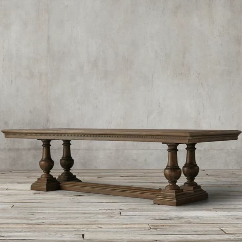 French Country Rectangle Wood Dining Table with Trestle Base, Full Assembly Needed thumbnail 3