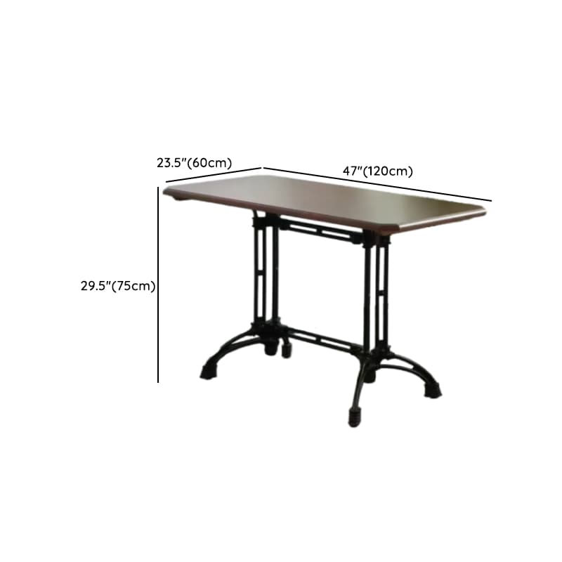 Industrial Natural Wood Finish Dining Table with a Rubber Solid Wood Tabletop and Metal Black Base thumbnail 26