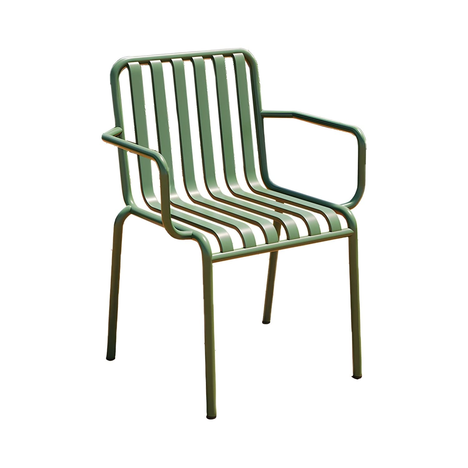 Contemporary Metal Patio Dining Side Chair Slat Back Side Chair thumbnail 3