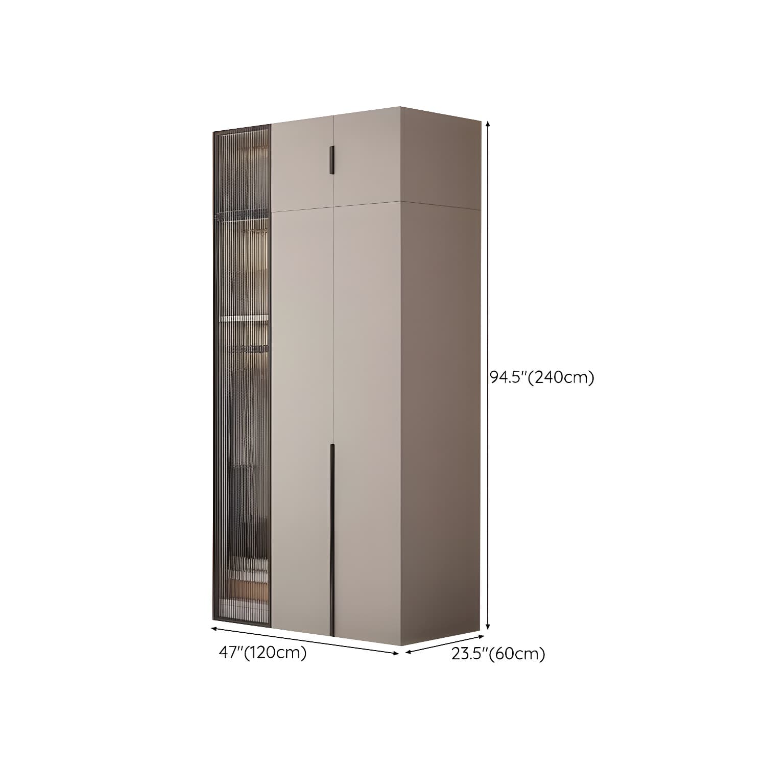 Modern Grey Wardrobe Armoire with Clothing Rod & Adjustable Shelves thumbnail 20