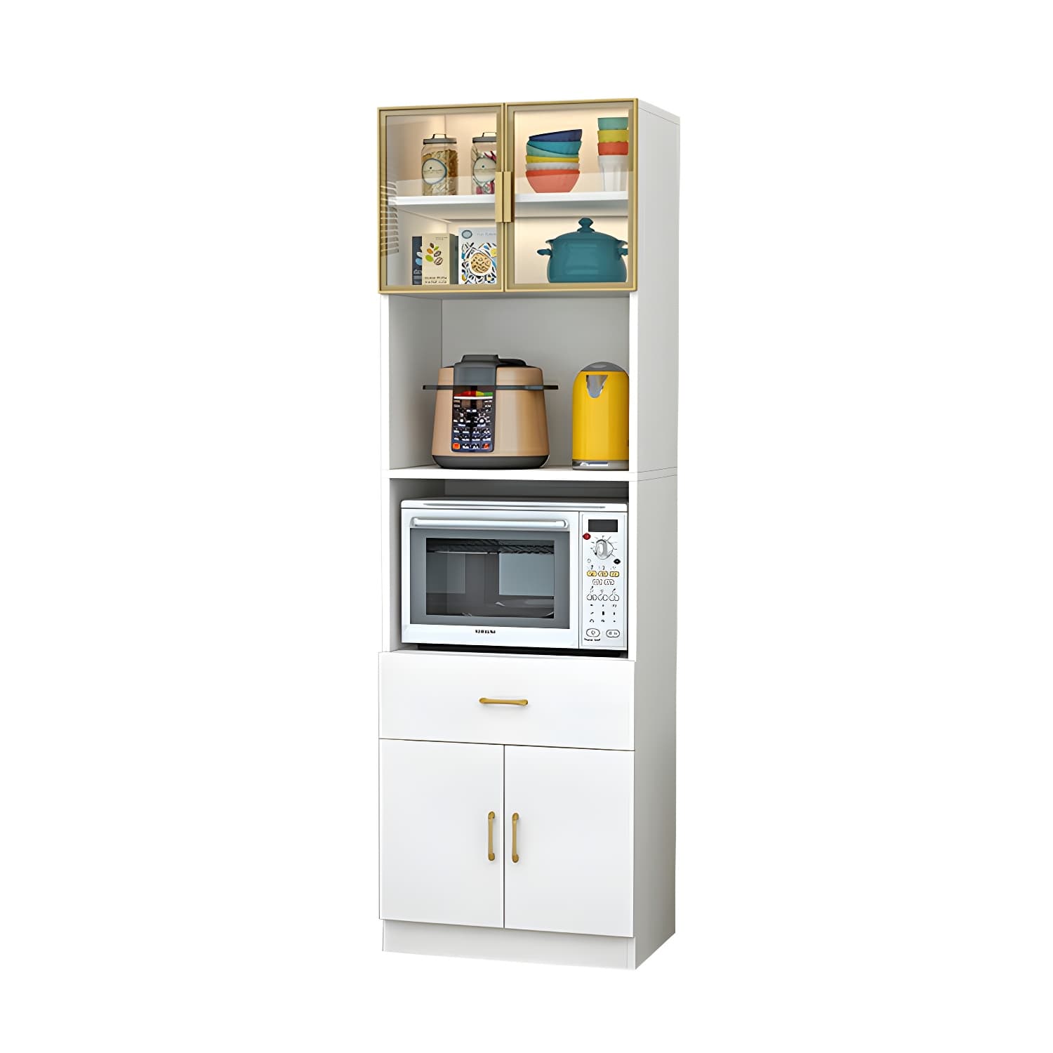 Wood Glam Server with Cabinets and Drawers - Narrow Size - Stylish and Functional thumbnail 11