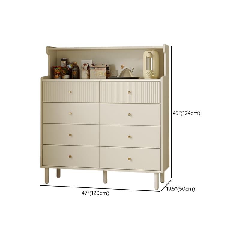 Chalk Casual Raw Wood Console Dresser/Bachelor Chest with Shelves, 8 Drawers/4 Drawers, Vertical Orientation thumbnail 16