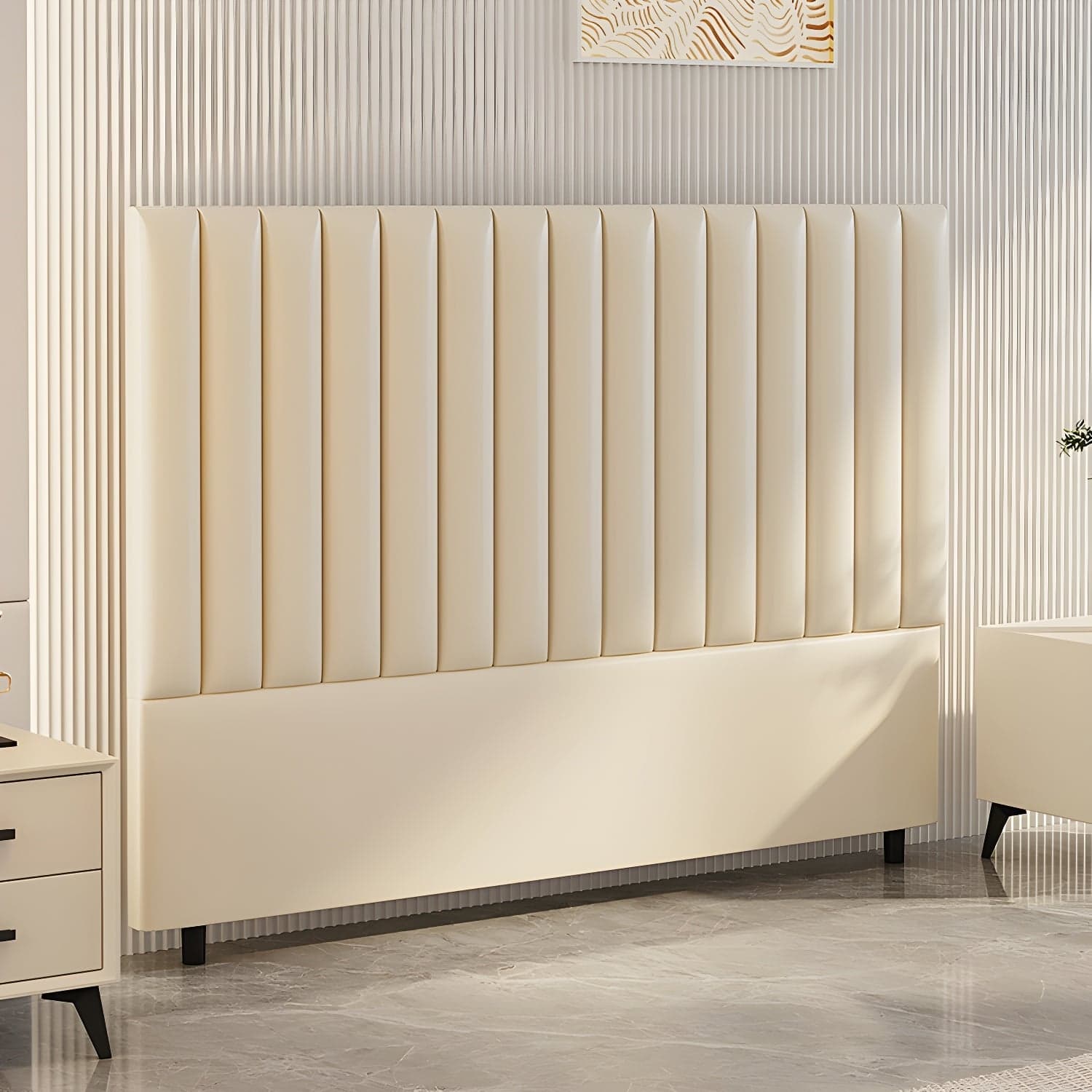 Pine Solid Wood Bed Headboard Freestanding Modern Leather Panel thumbnail 5