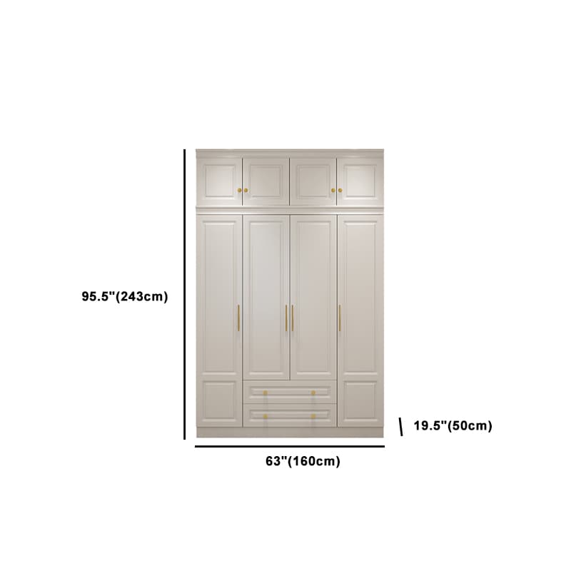 Art Deco Chalk Manufactured Wood Free Standing Interior Shelves Wardrobe with Soft Close Drawer and Hanging Rod thumbnail 19