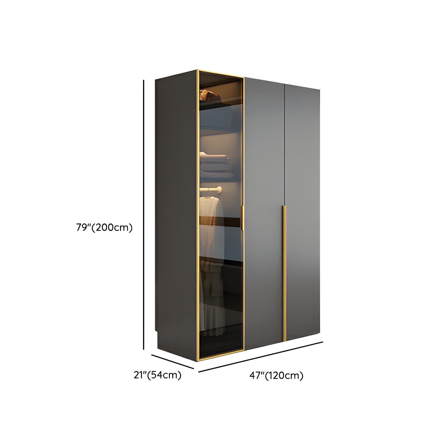 Modern Grey Wood Wardrobe Armoire with Drawers & Adjustable Shelves thumbnail 11