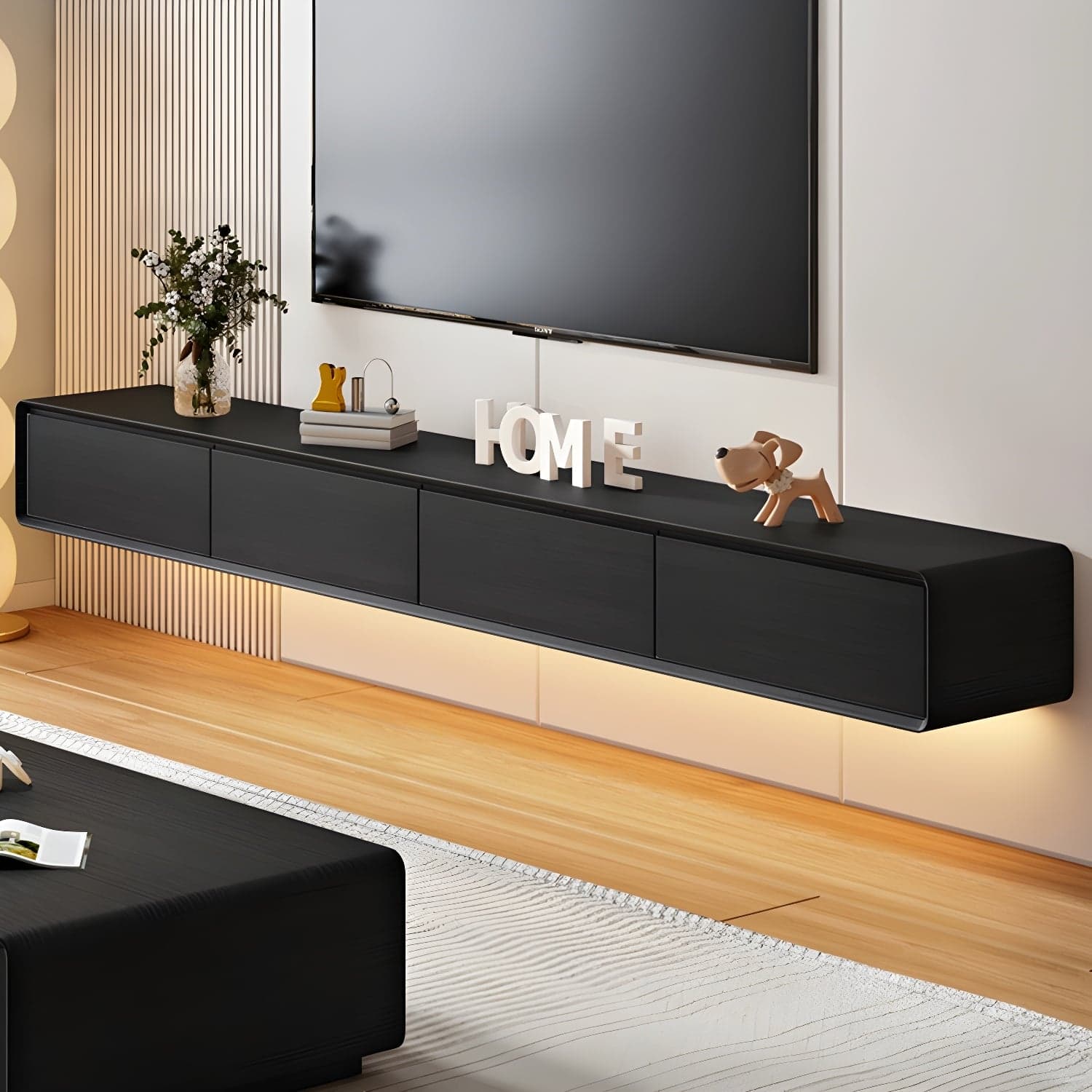 Modern Floating 2-Drawer TV Cabinet with Cable Management for Living Room thumbnail 1