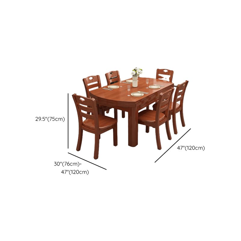 Oval Rubberwood Dining Table Set, Seats 6, Copper/Natural Finish thumbnail 17