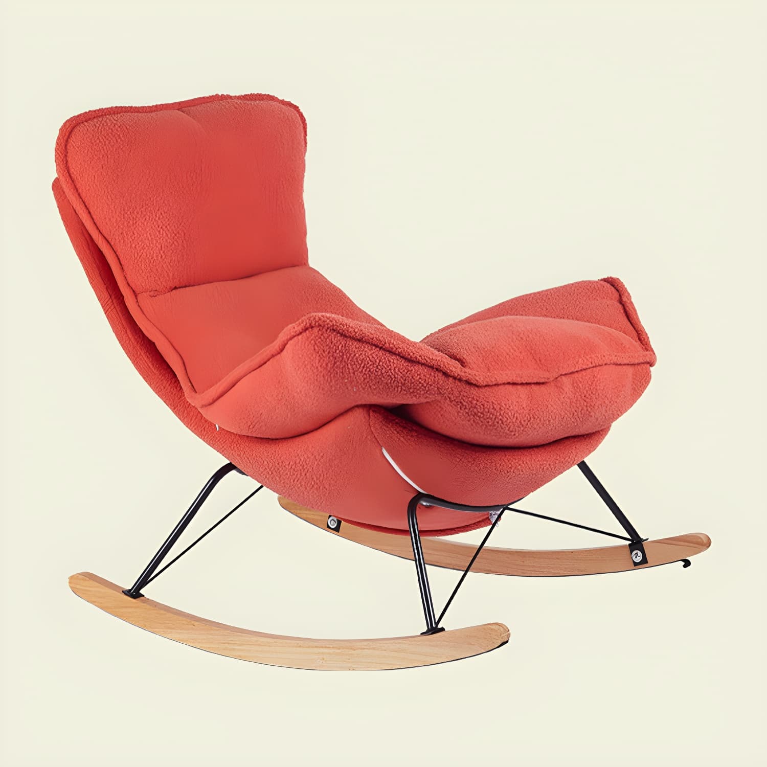 Contemporary Rocking Chair Fabric Upholstered Tufted Wing Chair Back Baby Rocking Chair thumbnail 14
