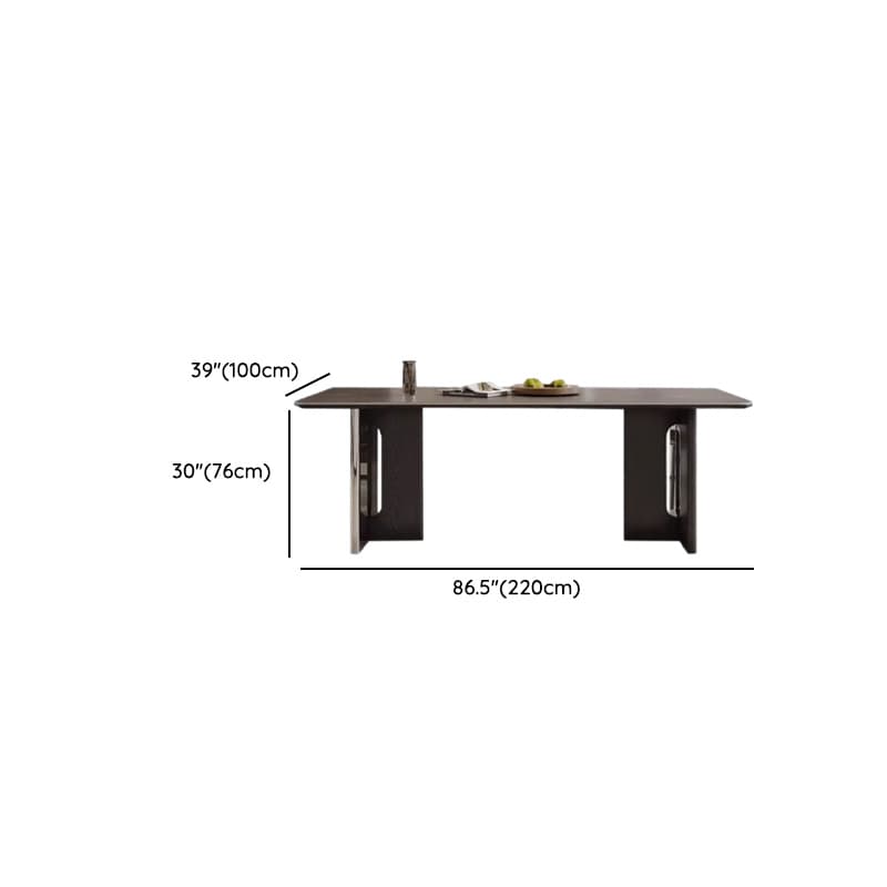 Dining Table Set with Slate Top and Two-sided Pedestal, Fixed Table, Padded Chair with Back, 5-piece in Dove Grey thumbnail 13