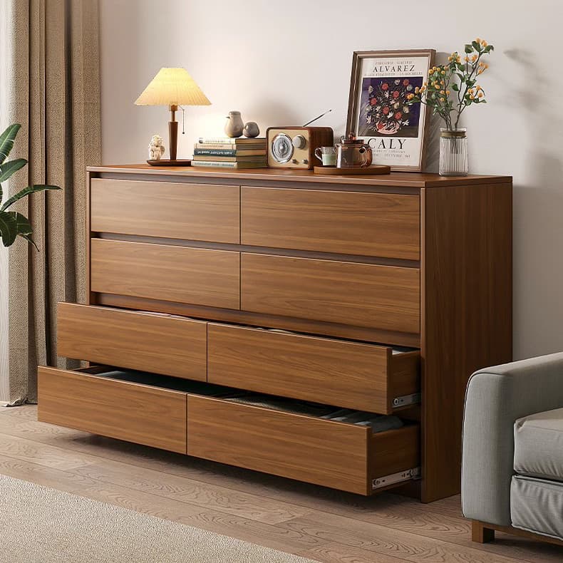 Elegant Brown Wood Double Dresser with Drawers, Modern Style thumbnail 10