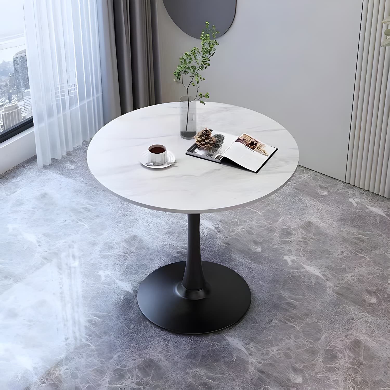 Contemporary Round Dining Table Sintered Stone Dining Table for Dining Room thumbnail 15