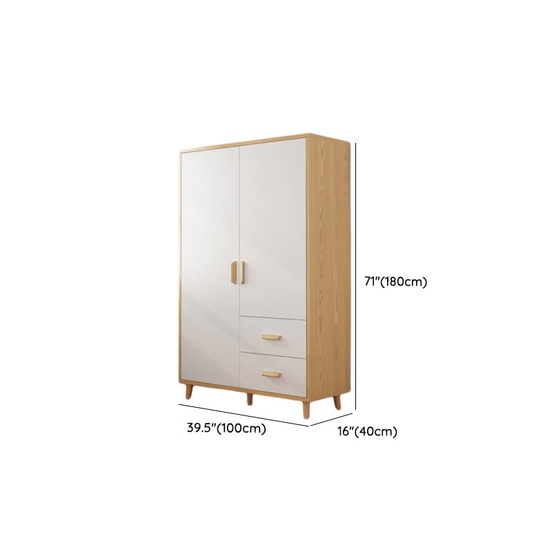 Natural Finish Self-supporting 2-Drawer Wardrobe in Solid and Manufactured Wood thumbnail 11