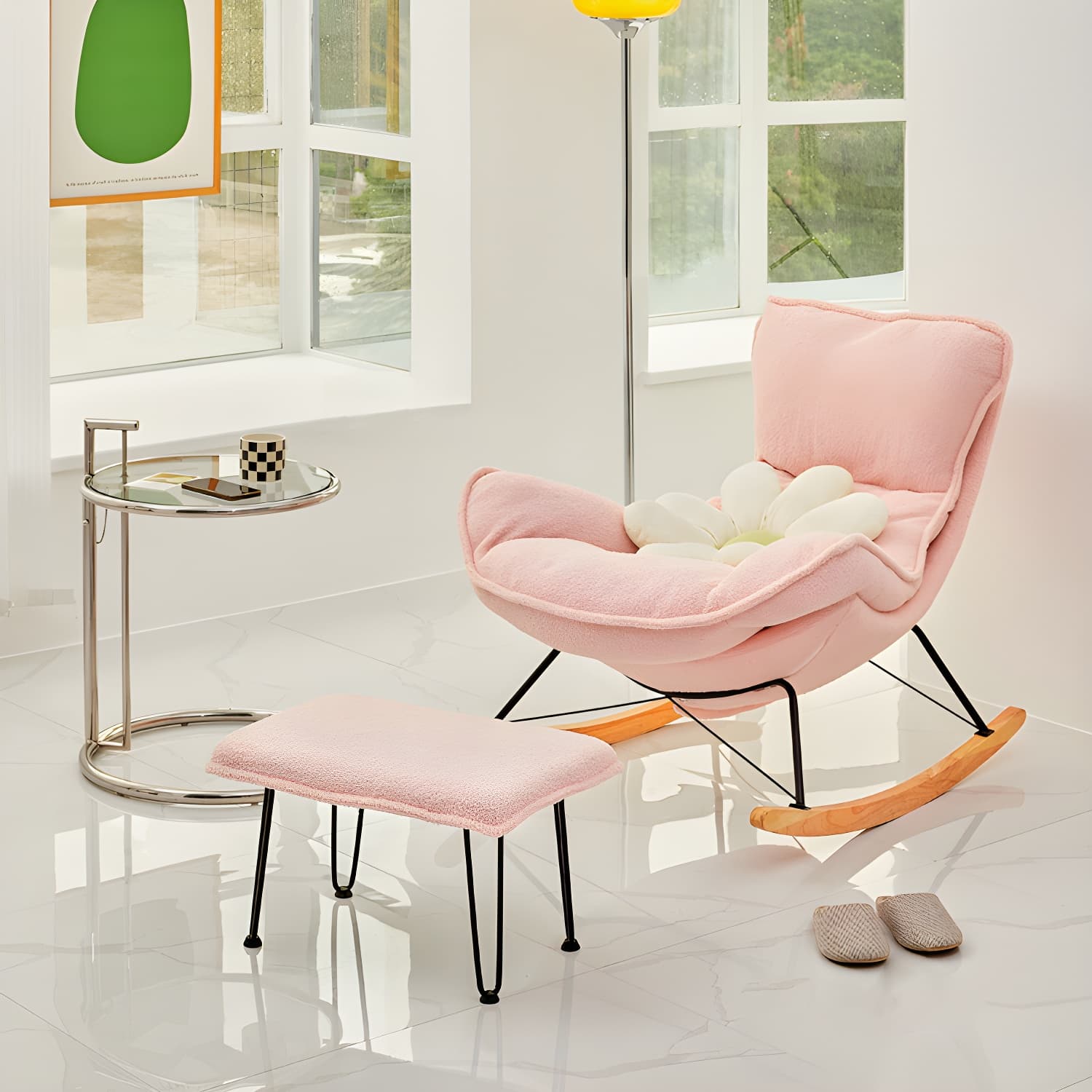 Modern Leather Rocking Chair Removable Cushions Rocker Chair for Drawing Room thumbnail 17