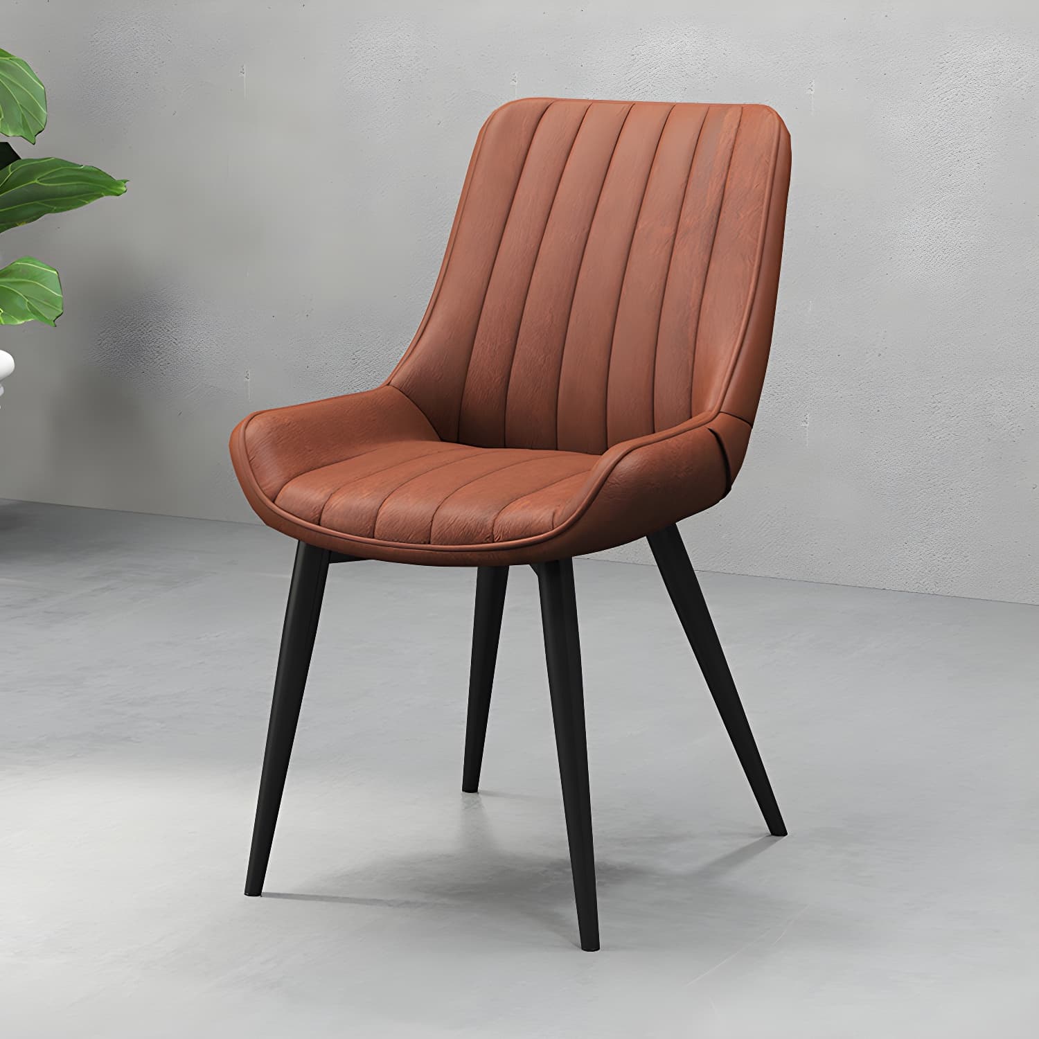 Metal Frame Dining Side Chair Faux Leather Upholstered Side Chair thumbnail 9