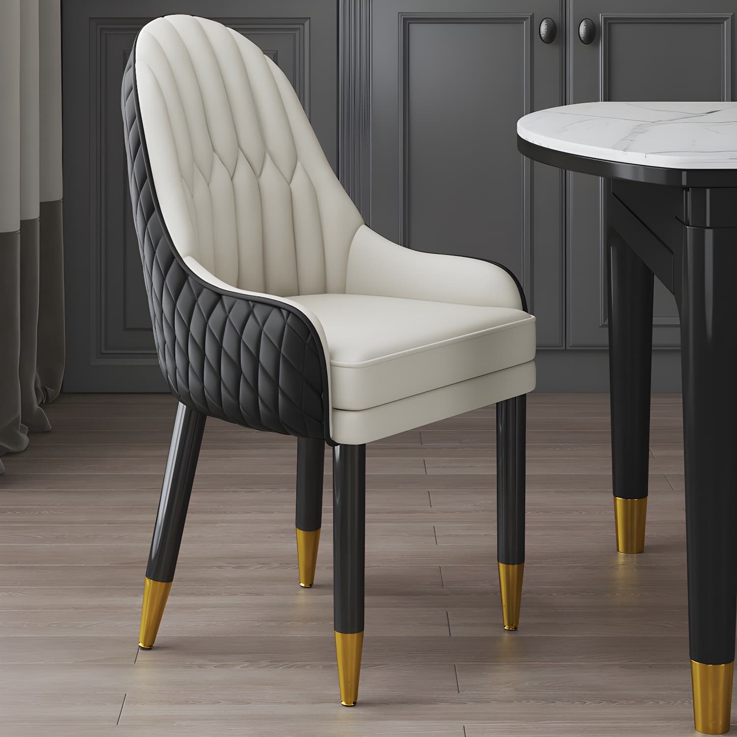 Scandinavian Indoor Arm Chair Upholstered Parsons Back Wood Dining Room Chair
