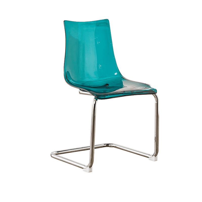 Art Deco Home Side Chair with Solid Back Panel, Metallic Metal Legs thumbnail 3