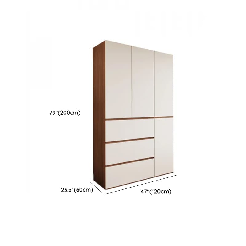 White Minimalist Manufactured Wood Independent Wardrobe Closet with Soft Close Drawer, Soft Close Door, and Interior Shelves thumbnail 6