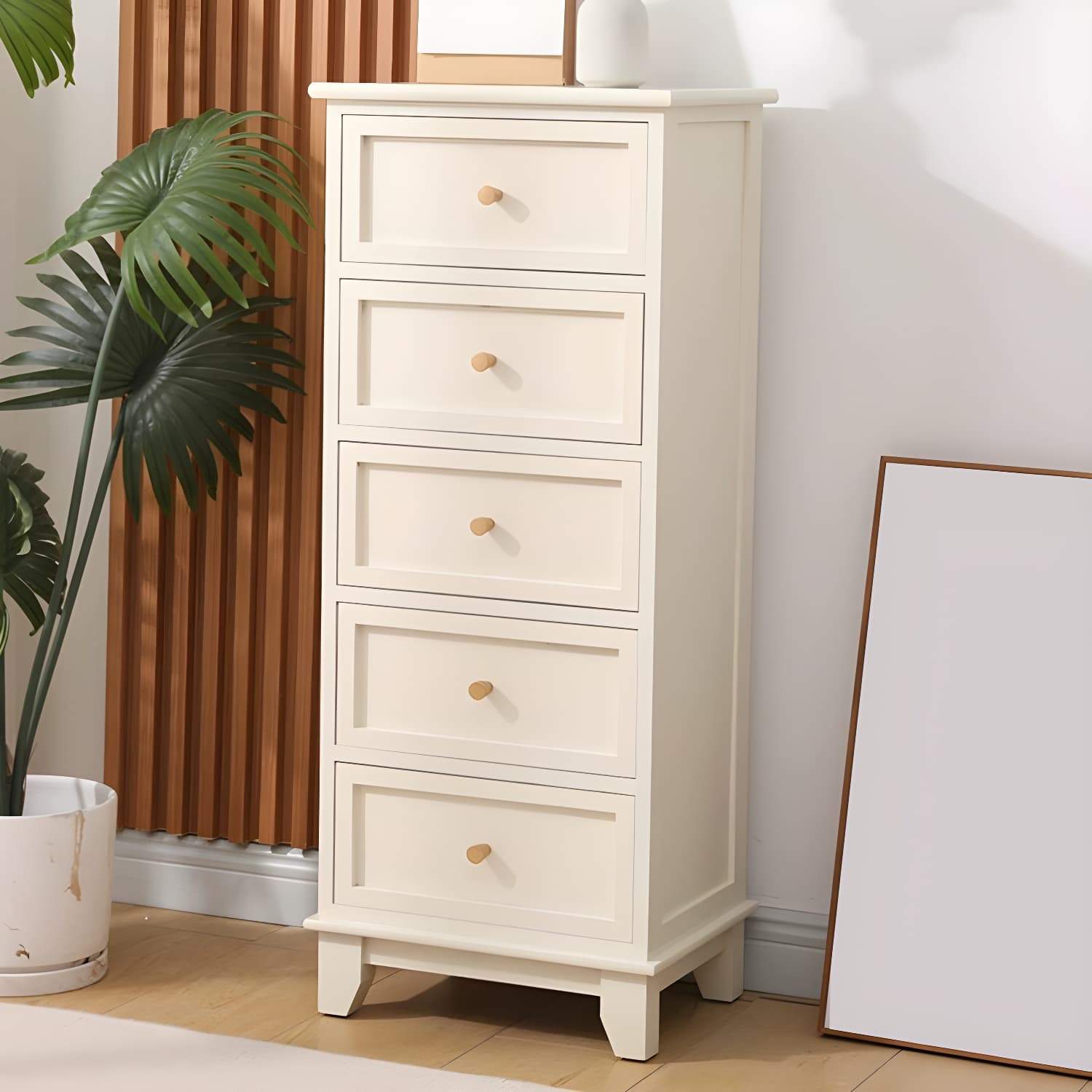 Scandinavian Wood Accent Chest with Drawers - Small Sized Rectangle Cabinet for Storage thumbnail 2