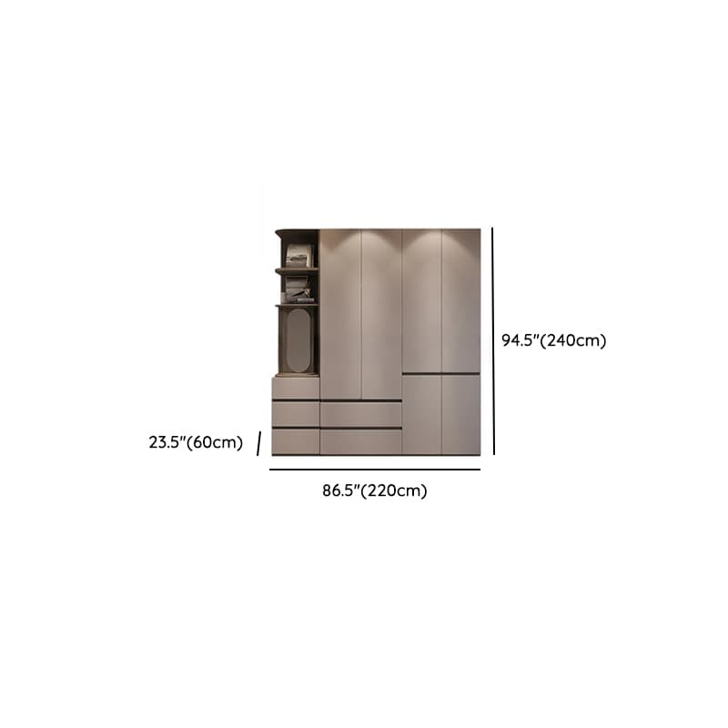 Sand Minimalist Laminate Cabinet Armoire with Soft Close Drawer, Soft Close Door, Interior Shelves, and Clothing Rod thumbnail 20