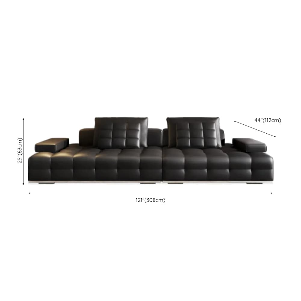 Versatile Black Sofa, Straight/L-Shape, 7-Seater, Horizontal/Right Hand Facing Orientation thumbnail 11
