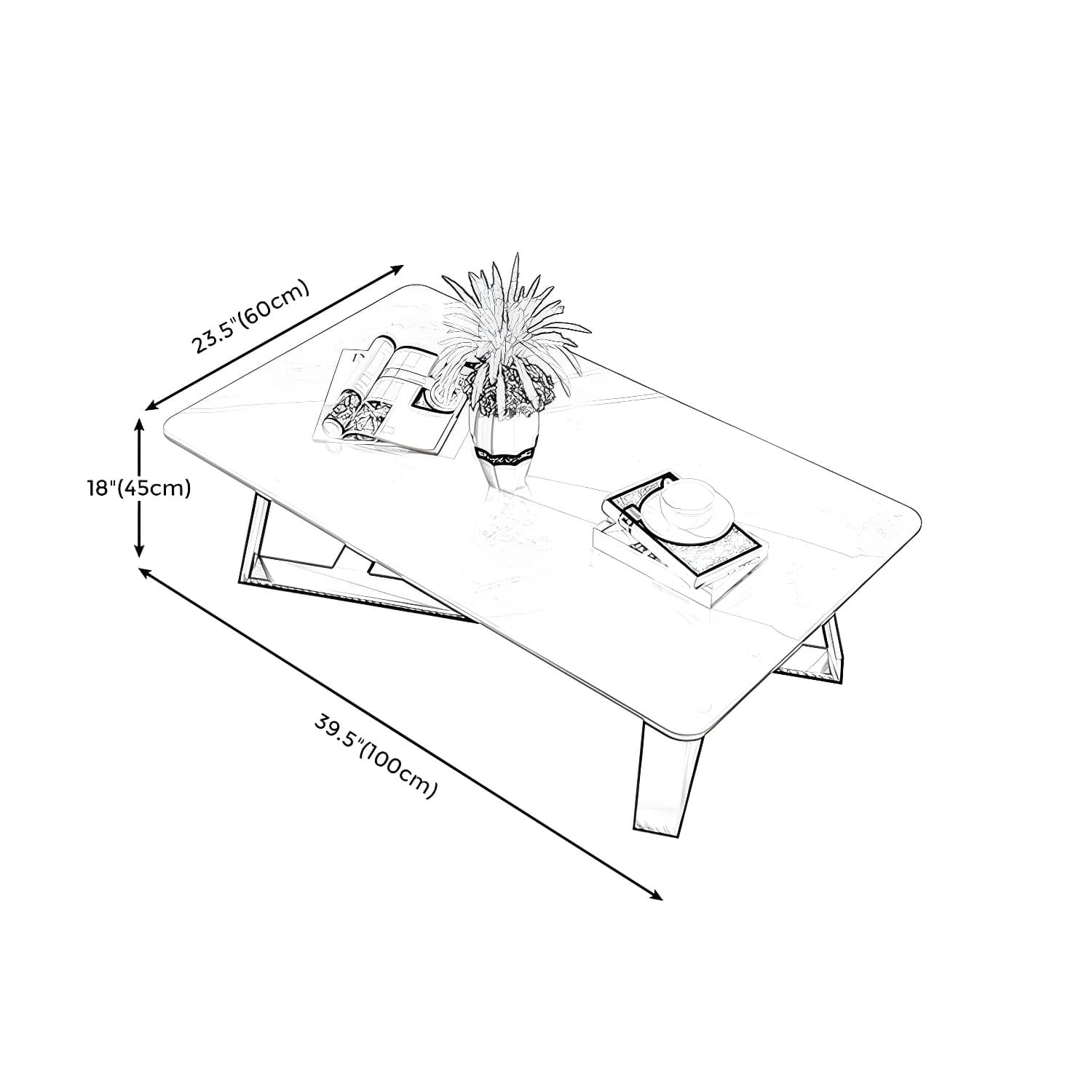 Marble Sled Coffee Table Modern Style Rectangular Cocktail Table thumbnail 15
