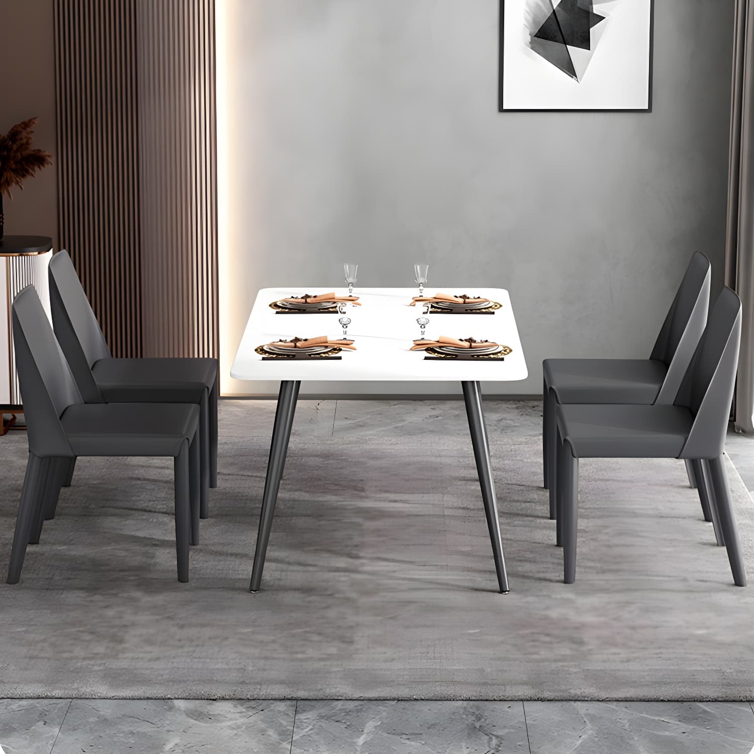 Modern Leather Dining Chair Parsons Furniture with Steel Legs in Matte Finish for Home thumbnail 24