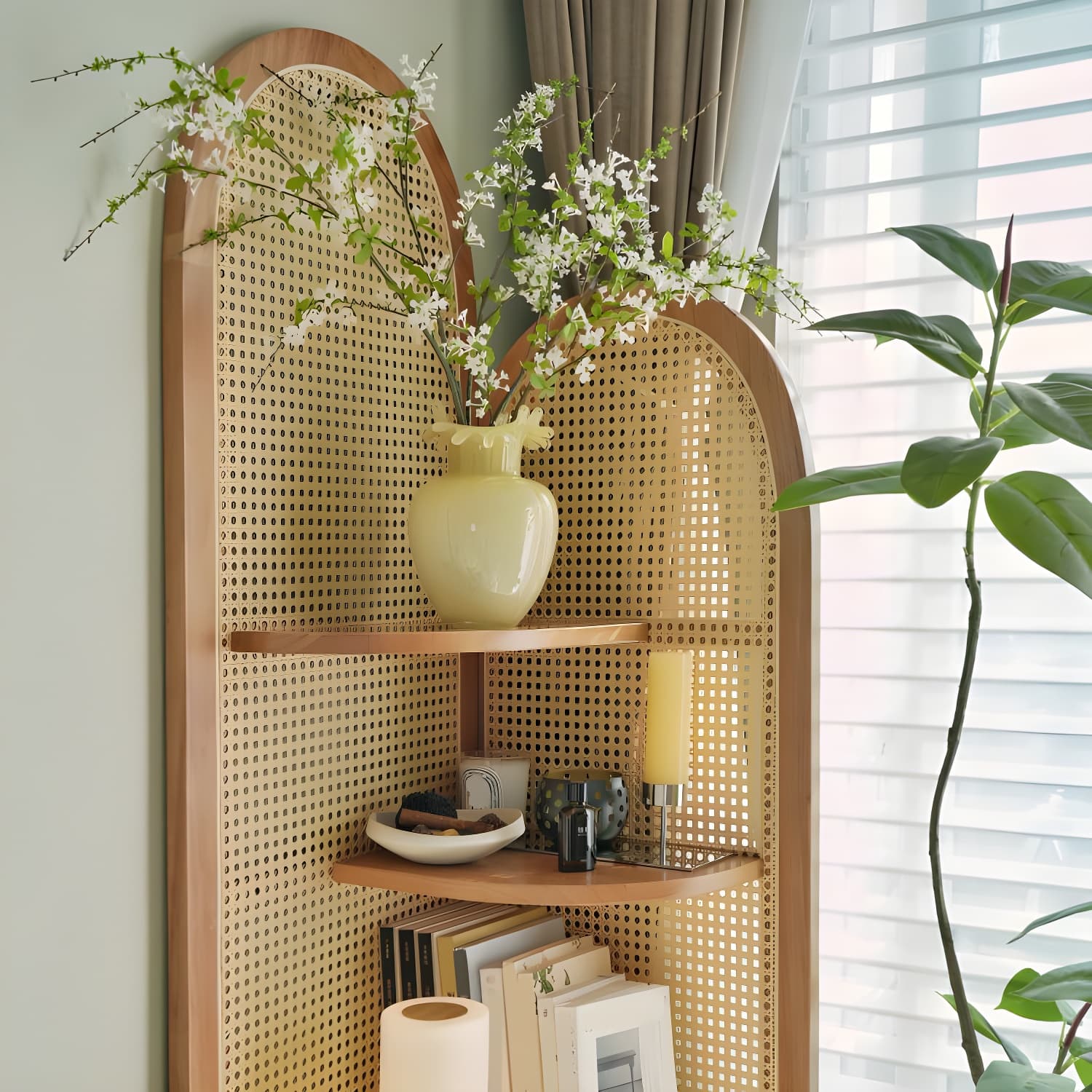 Corner Scandinavian with Wood Counter Top and Rubberwood Legs, 4 Shelves & Straight Legs thumbnail 6