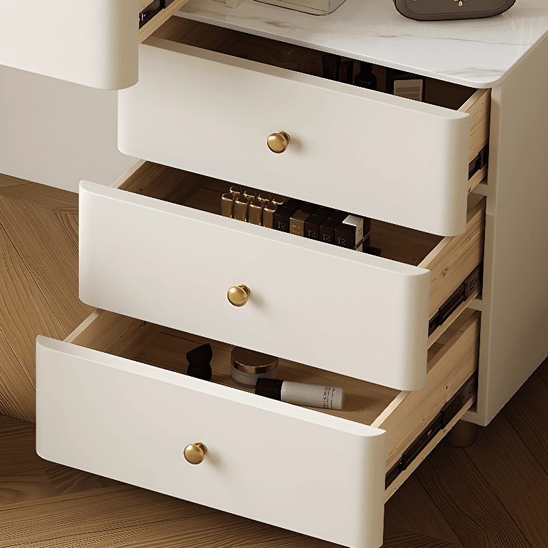 Glamorous Flooring Push-Pull 2-in-1 Stone Top Makeup Vanity for Sleeping Room with Tabletop Storage thumbnail 4