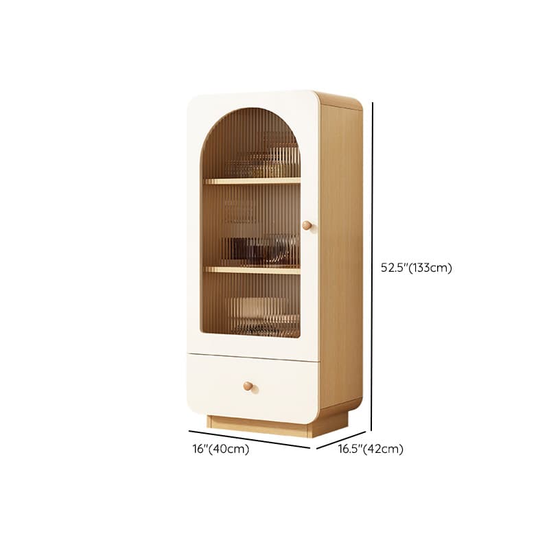 Modern White Lumber Narrow Sideboard with Single Drawer, 4 Shelves/Three Internal Shelves/Two Internal Shelves, Glass-panel Door thumbnail 18