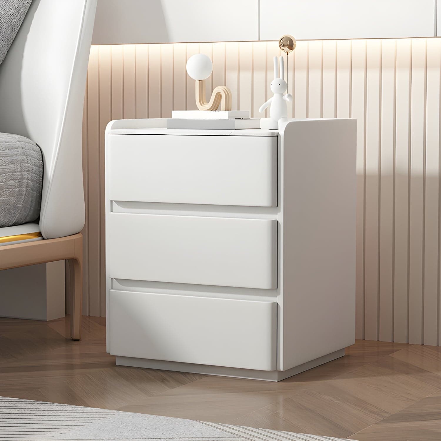 Modern Three Drawers Table Nightstand with Slate Countertop for Bedroom thumbnail 8