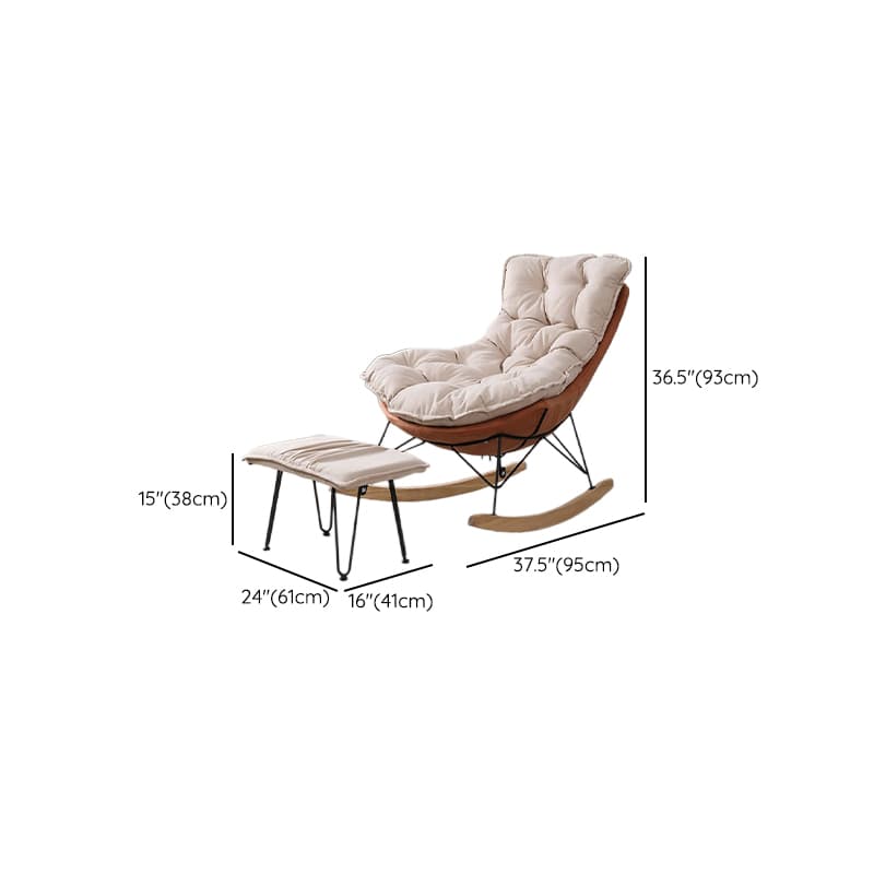 Stationary Rocker for Nursery Natural Wood Finish with Ottoman and Rear thumbnail 25